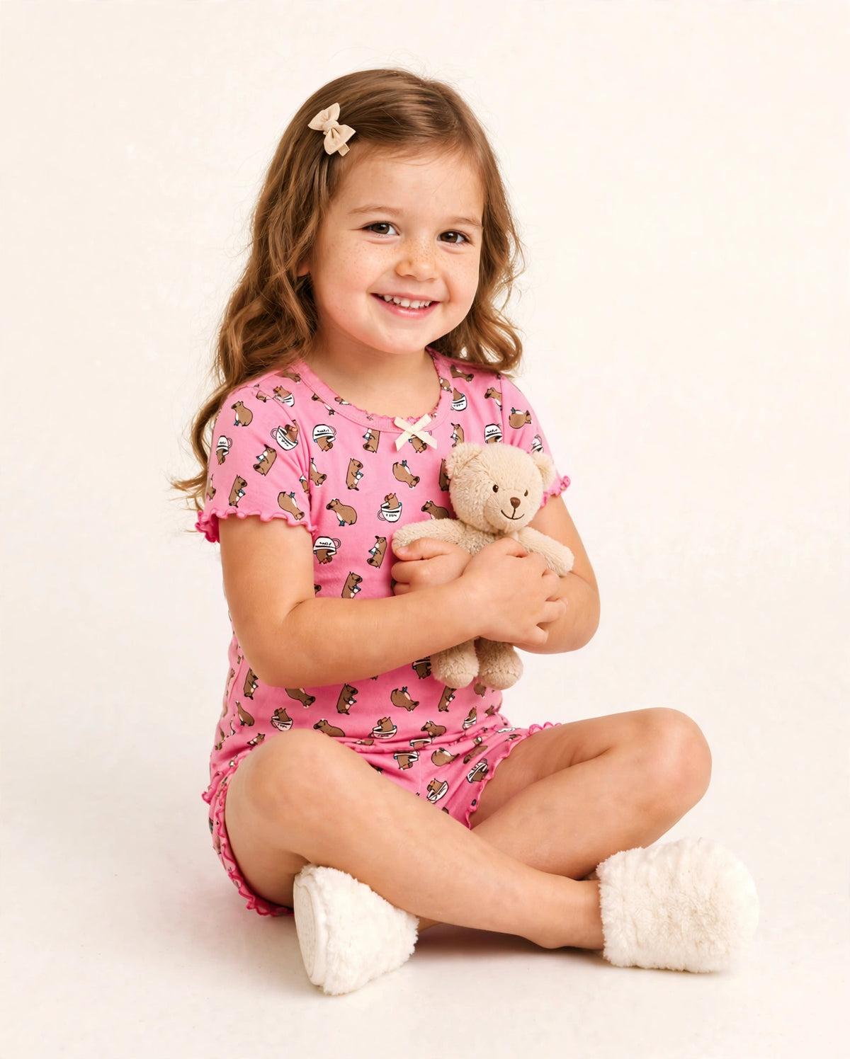 Pijama Infantil de Capivara com Frufru