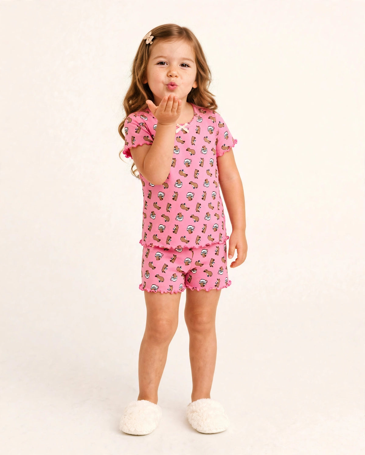 Pijama Infantil de Capivara com Frufru