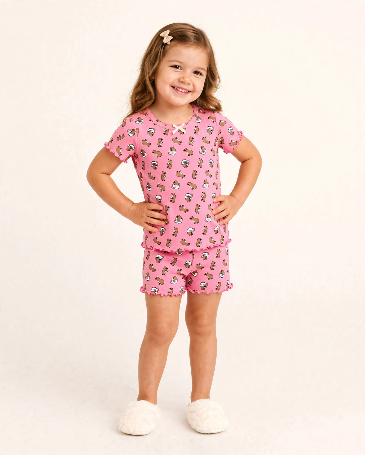 Pijama Infantil de Capivara com Frufru
